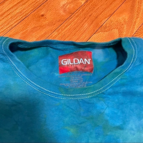 Tie dye tee tshirt ladies fitted Large blue and green underwater galaxy - Picture 4 of 6